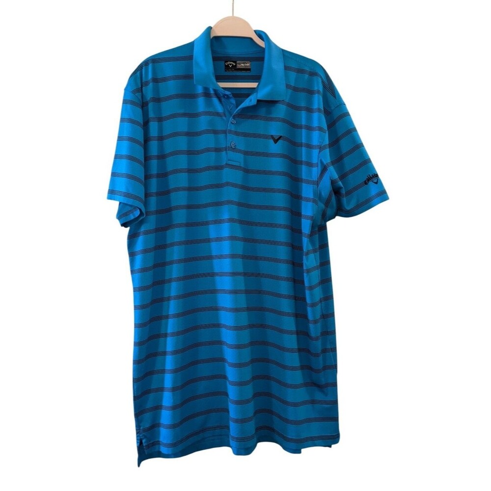 Callaway Men Opt Ti Dri Golf Sport Shirt Blue Stripe LT
